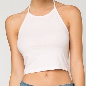 Brandy Melville Baby-Pink Halter Crop Top